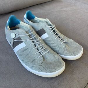Plae Unisex Mulberry Gray Suede Leather Casual Sneaker No Tie Laces 8M/9.5W